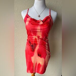 SHEIN Red and Cream Tie-Dye Camisole